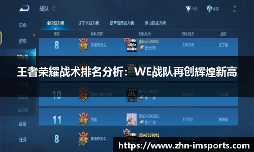 王者荣耀战术排名分析：WE战队再创辉煌新高